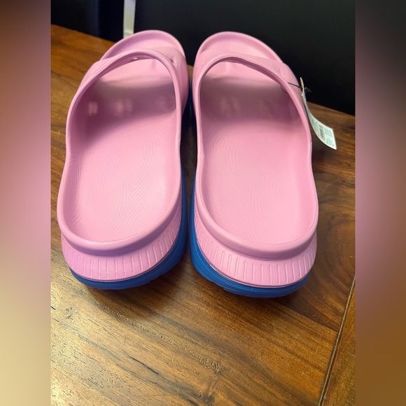 HOKA Men’s Pink/ blue Slide Recovery 3 Slide Sandals - Picture 6 of 9
